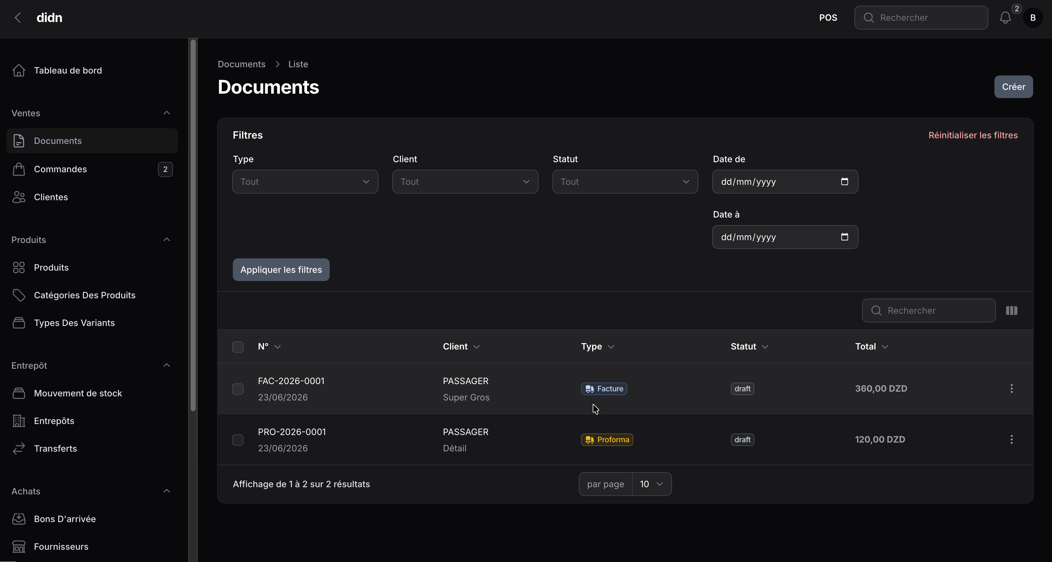 Capture du flux des commandes et de la livraison